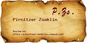 Pirnitzer Zsaklin névjegykártya